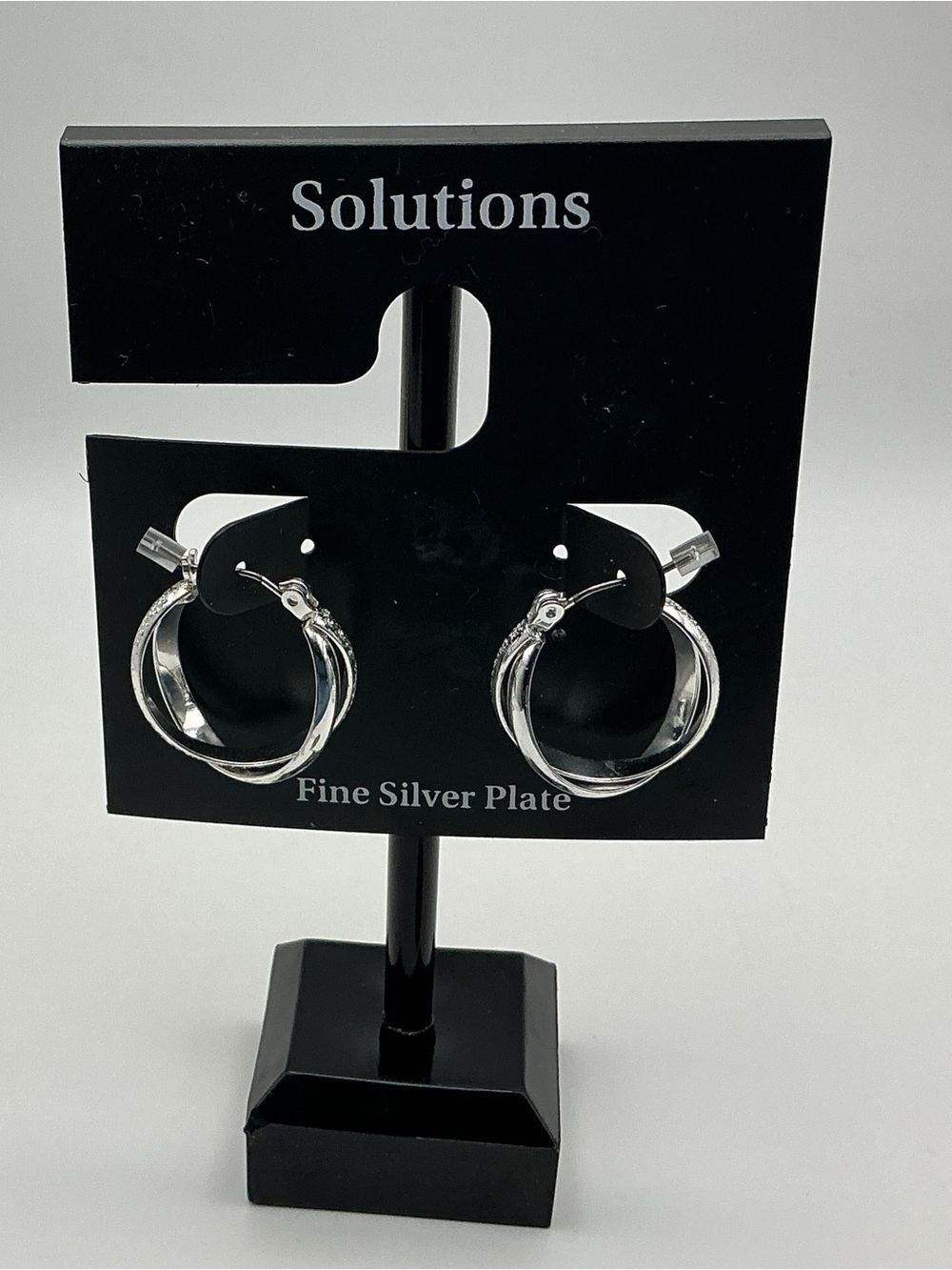 Solutions Fine Silver Plate Criss Cross Hoop Earrings NWT